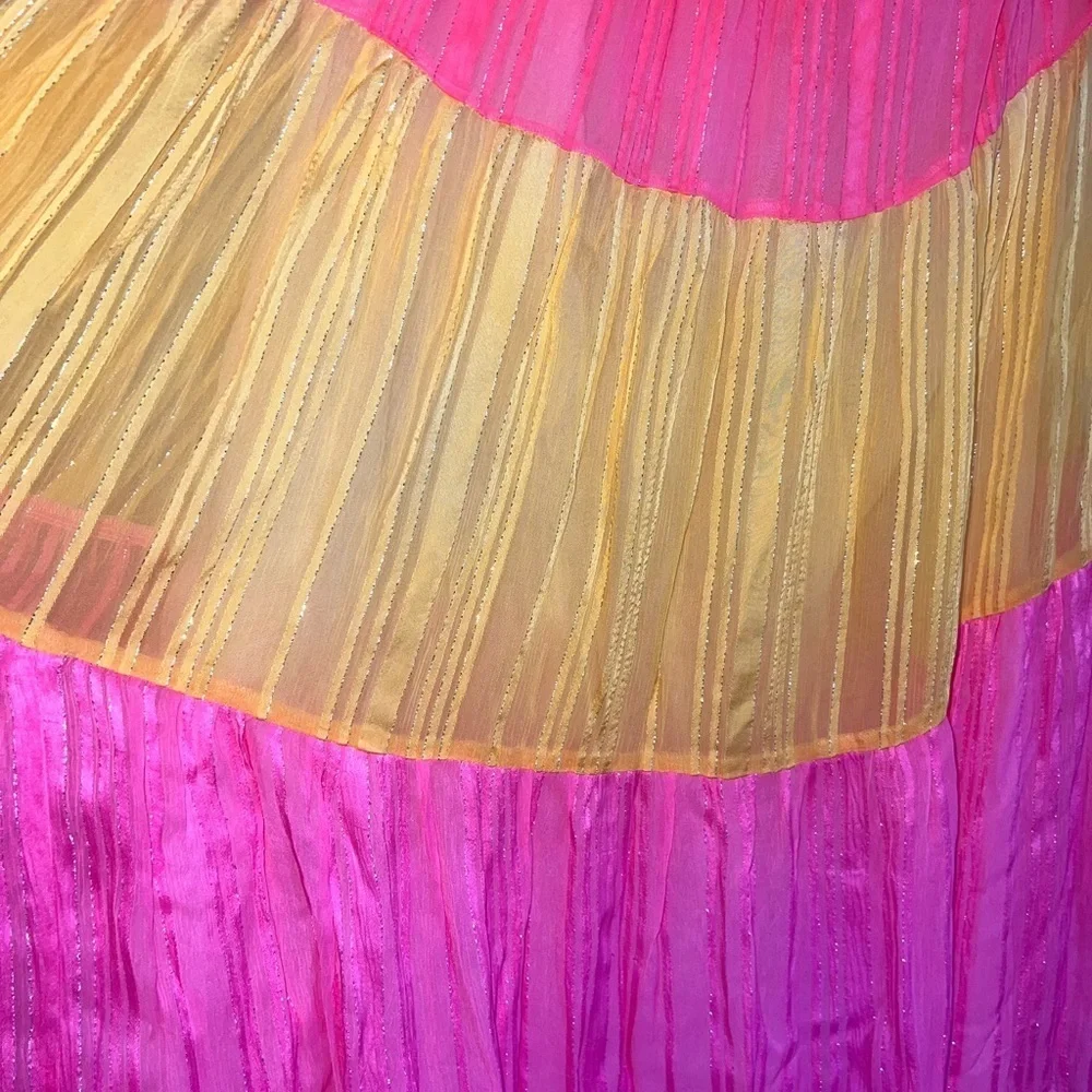 SUNDRESS NEW S/XS Stevie Palma mix color Colorful Ruffled Maxi Dress - Picture 5 of 14